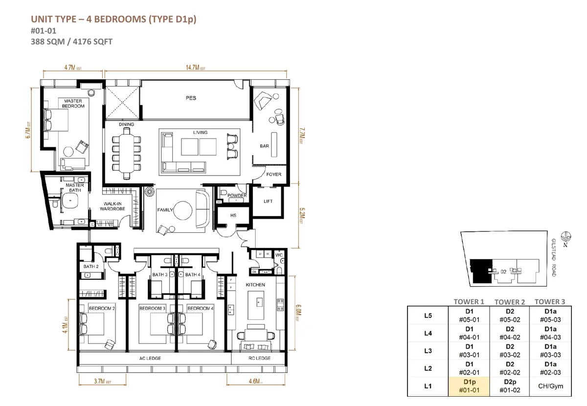 32 Gilstead 4-Bedroom PES Type D1P floor plan