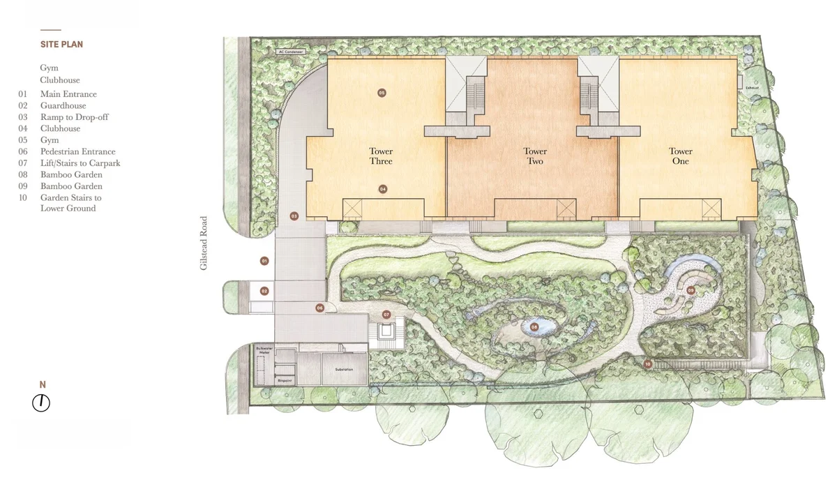 32 Gilstead official master site plan showing 3 towers and bamboo gardens