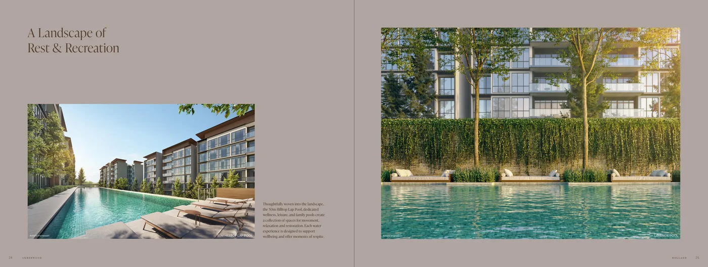 Pool and landscaped residential blocks in an Amberwood at Holland artist rendering