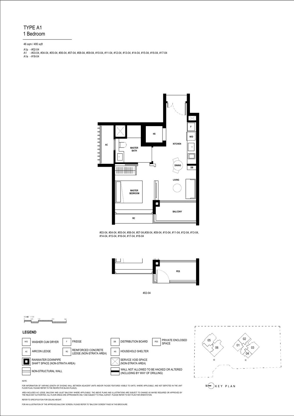 Arina East Residences Type A1 1-Bedroom floor plan