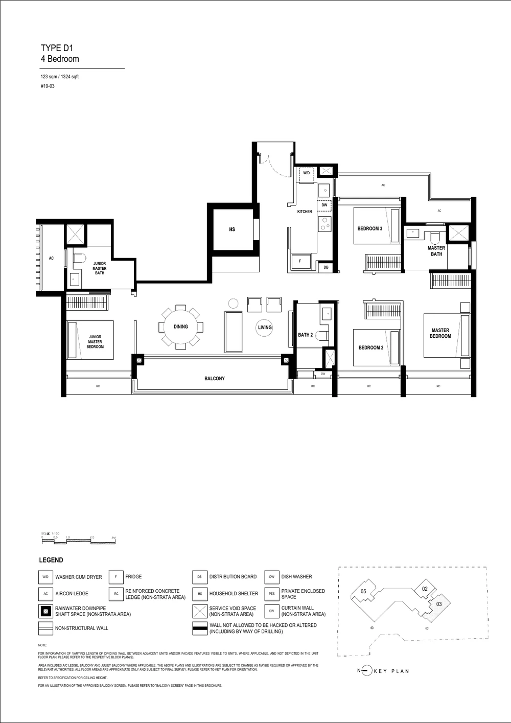Arina East Residences Type D1 4-Bedroom Premium floor plan for Unit #19-03