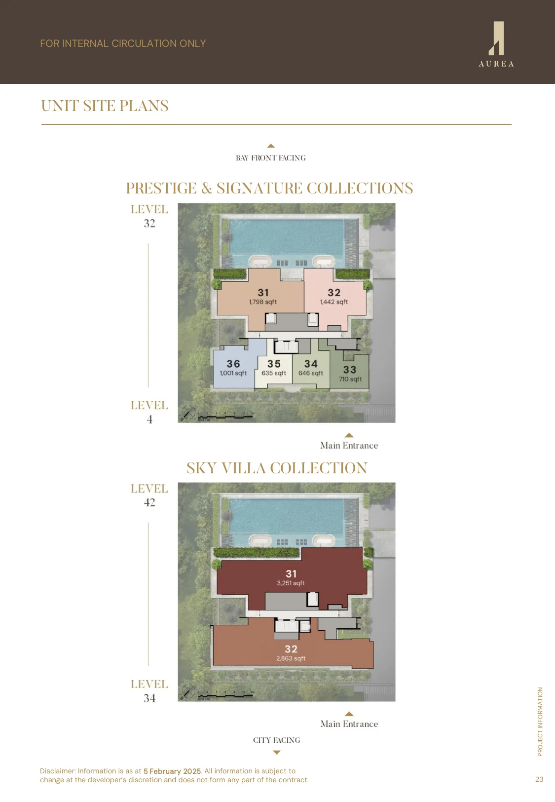 Aurea site plan detailing swimming pools, sky terraces, and conserved commercial atrium