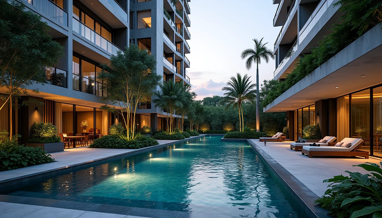 Modern Singapore executive condominium development featuring landscaped pool, clubhouse facilities, and contemporary architecture