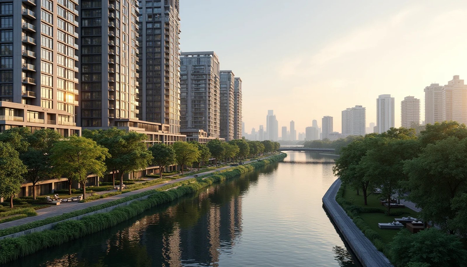 Contemporary architectural skyline along the Singapore River in River Valley at twilight illustrating new launch condo comparisons