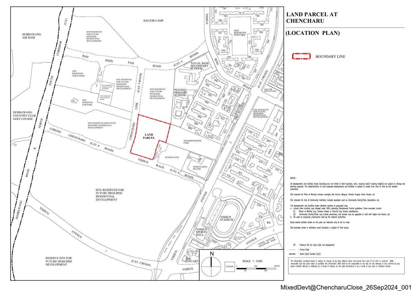 Official Government Land Sales location plan for mixed-use site at Chencharu Close near Khatib MRT