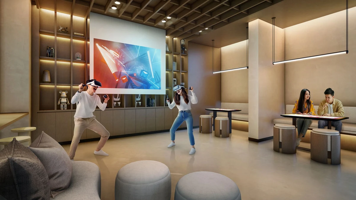 Entertainment Games Room and VR gaming booths at The Collective at One Sophia