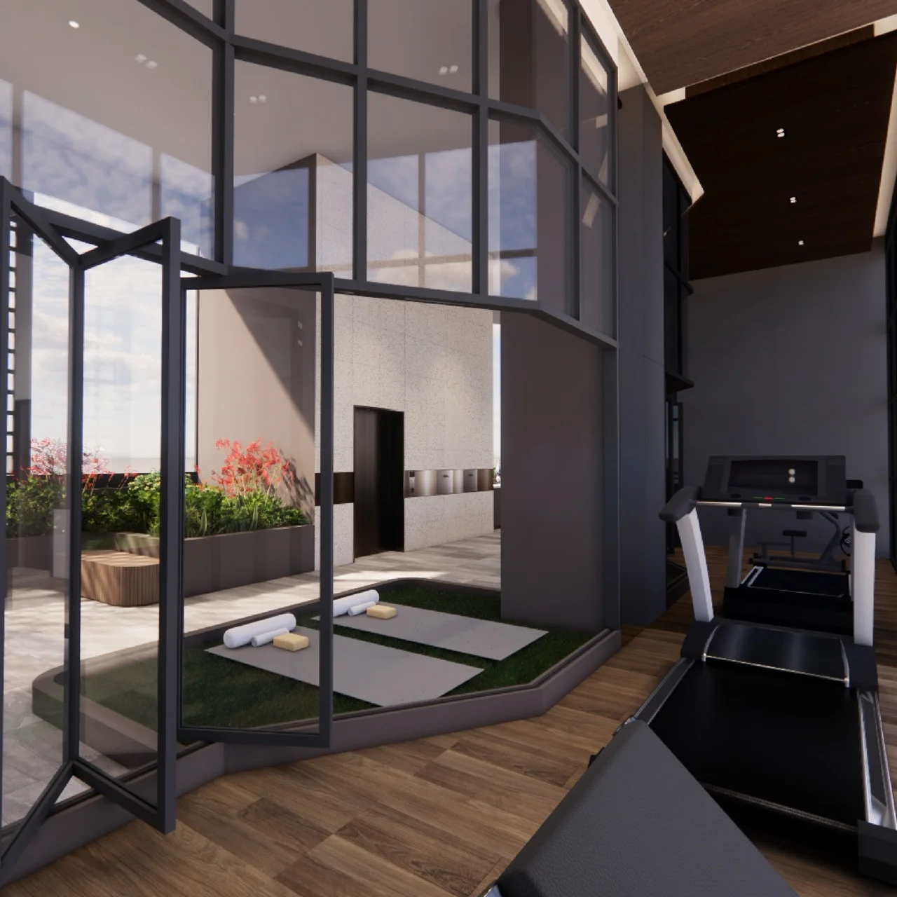 Level 2 Sky Terrace dining and swing lounge at Duet@Emily