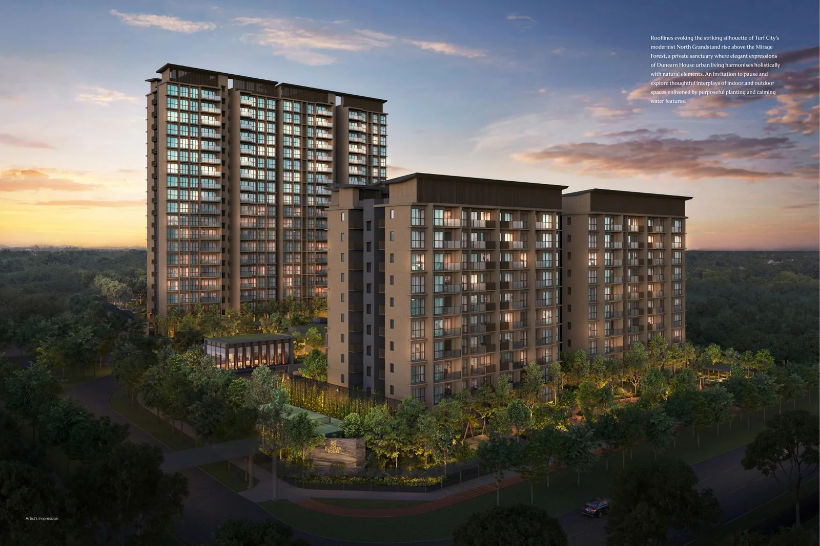 Dunearn House residential blocks in an official brochure artist’s impression
