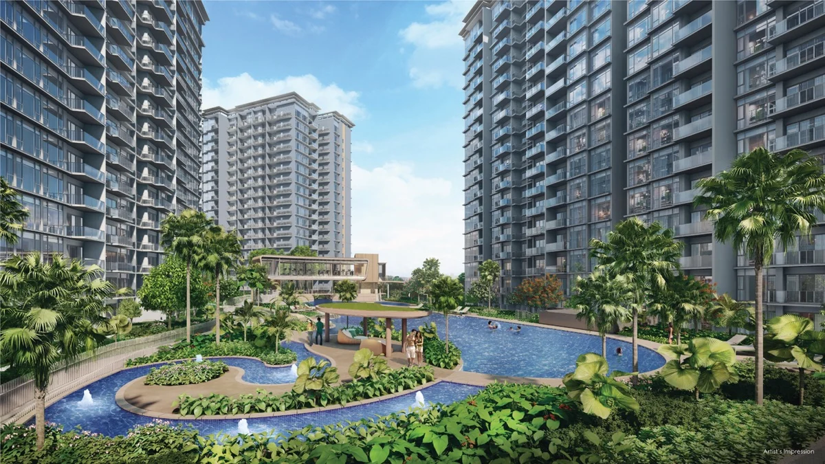 Grand Dunman sleek 18-storey residential towers rising above courtyard landscapes
