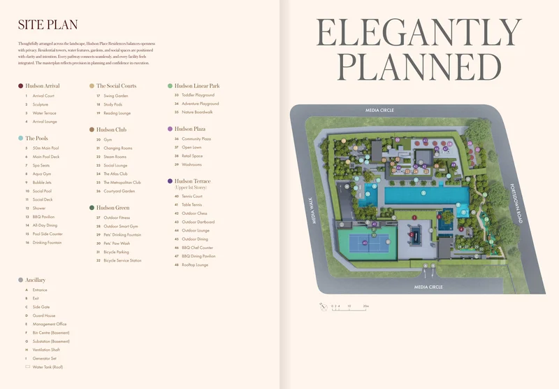 Hudson Place Residences official site plan and 48 facilities directory