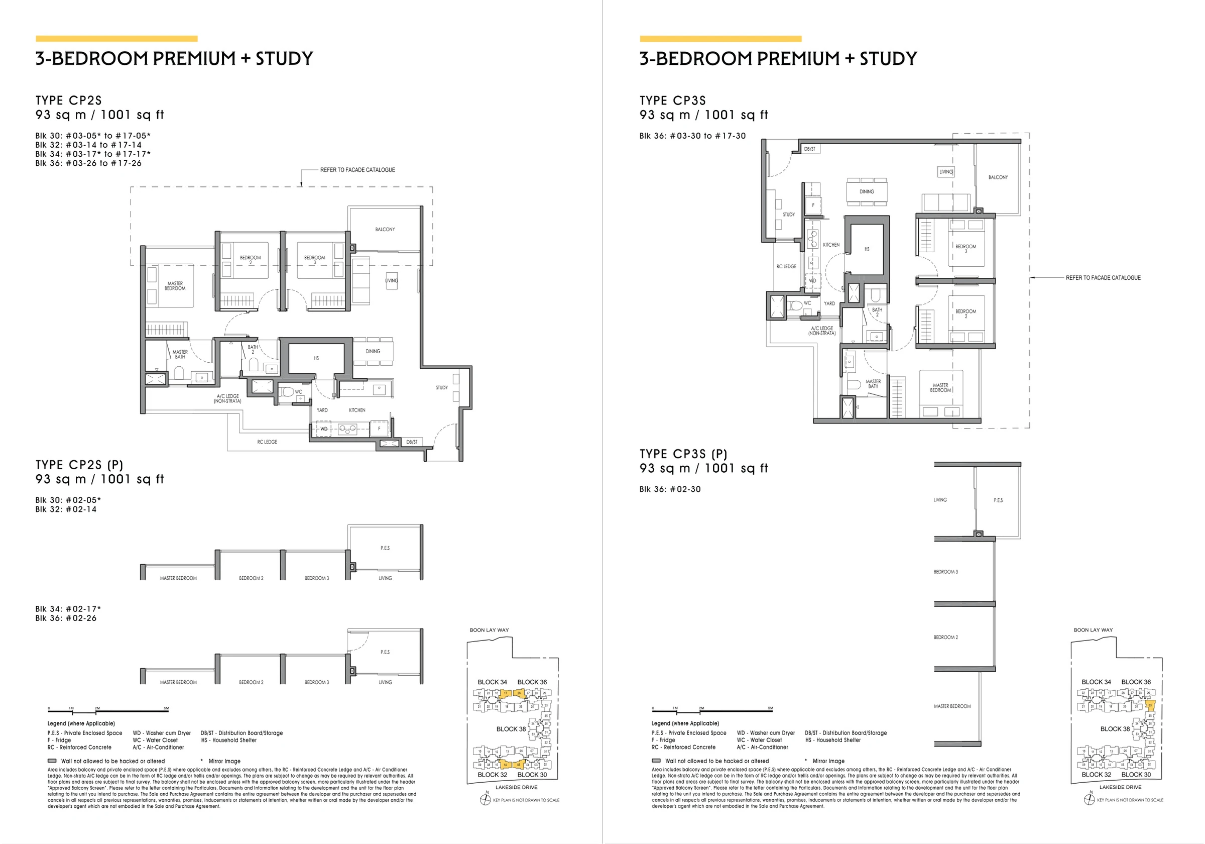Lucerne Grand floor plans for CP2S, CP3S, with original legends and plan notes
