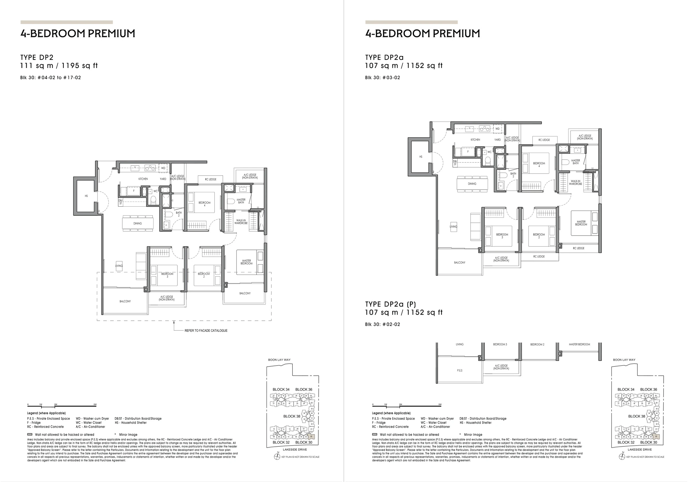 Lucerne Grand floor plans for DP2, DP2a, with original legends and plan notes