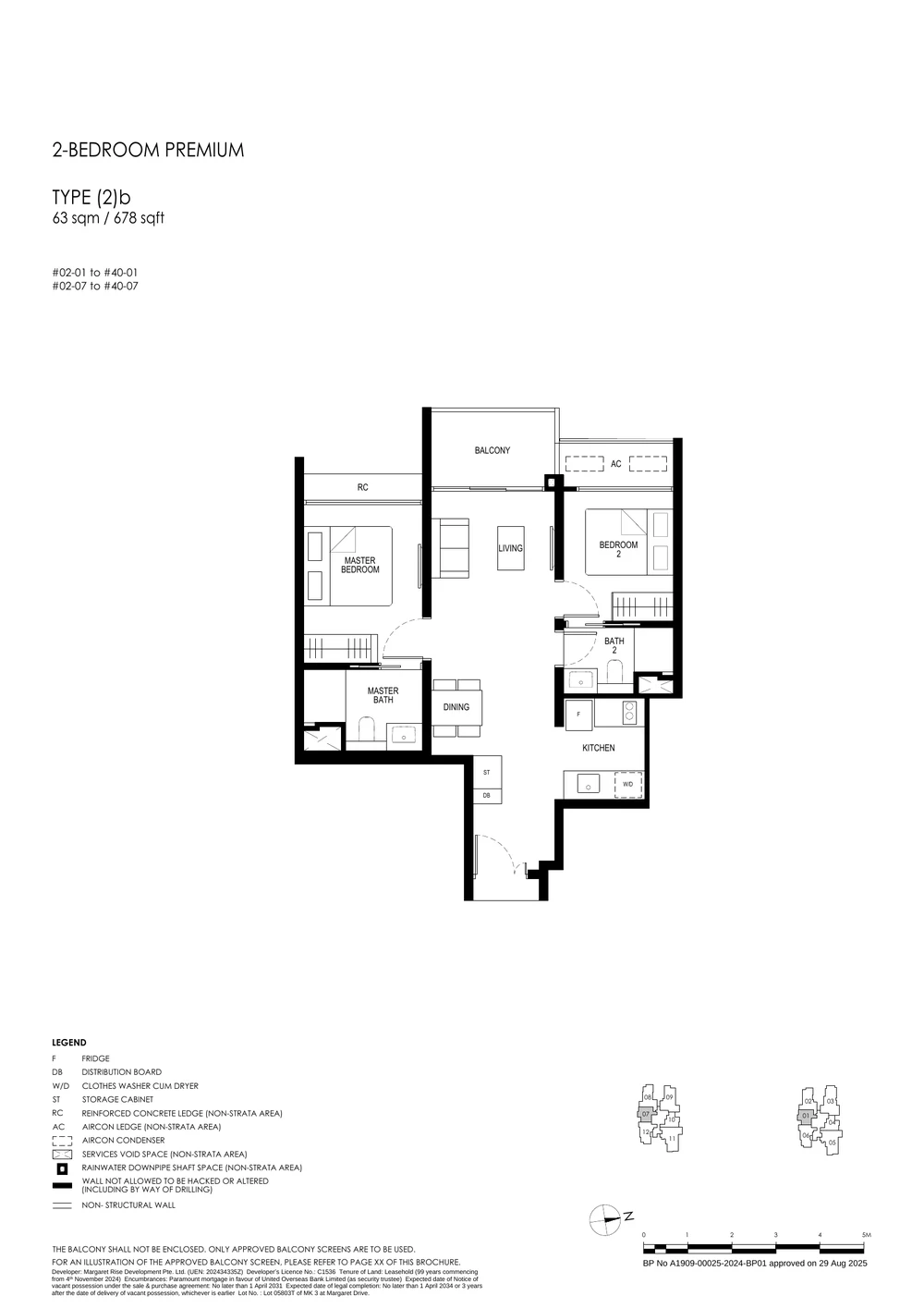 Penrith 2-Bedroom Premium Type 2b floor plan layout (678 sq ft)