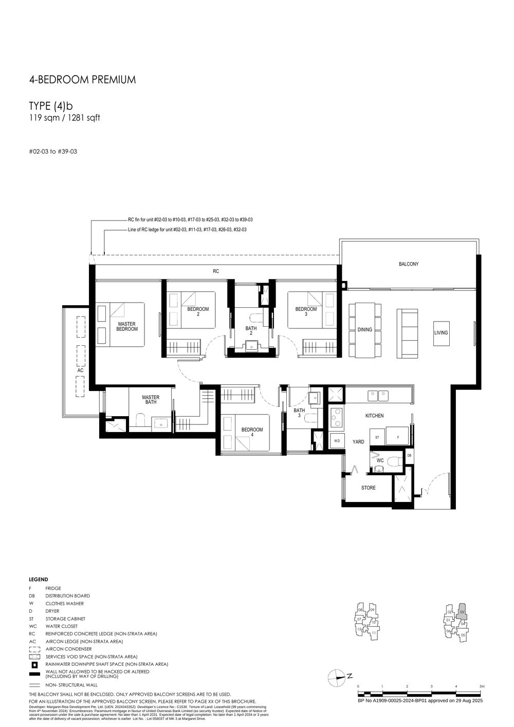 Penrith 4-Bedroom Premium Type 4b floor plan layout (1,281 sq ft)