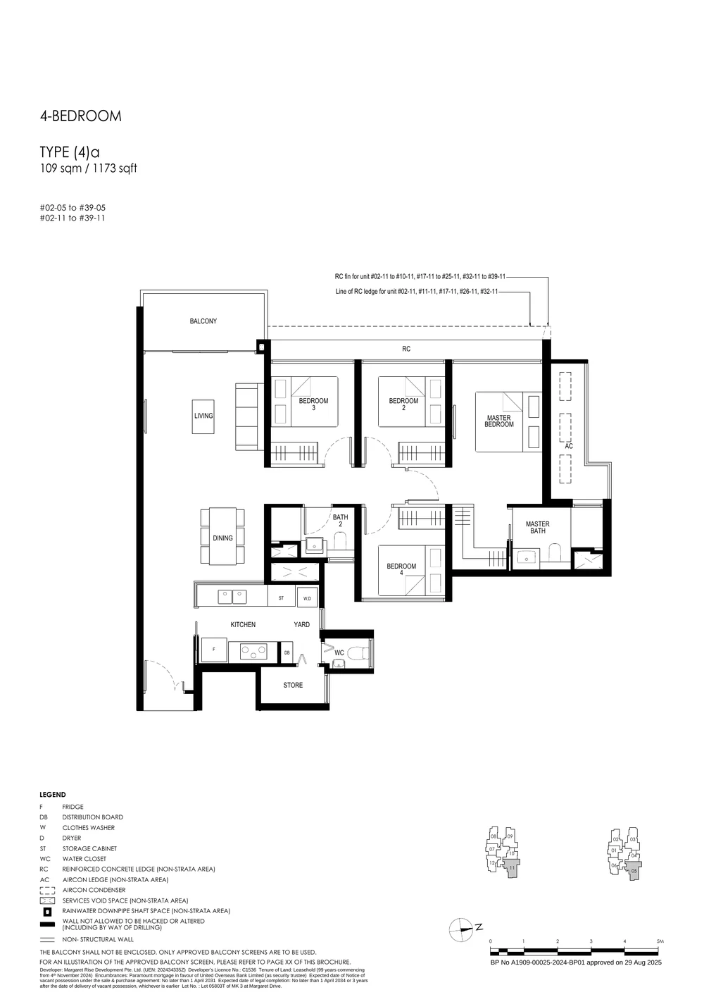 Penrith 4-Bedroom Type 4a floor plan layout (1,173 sq ft)