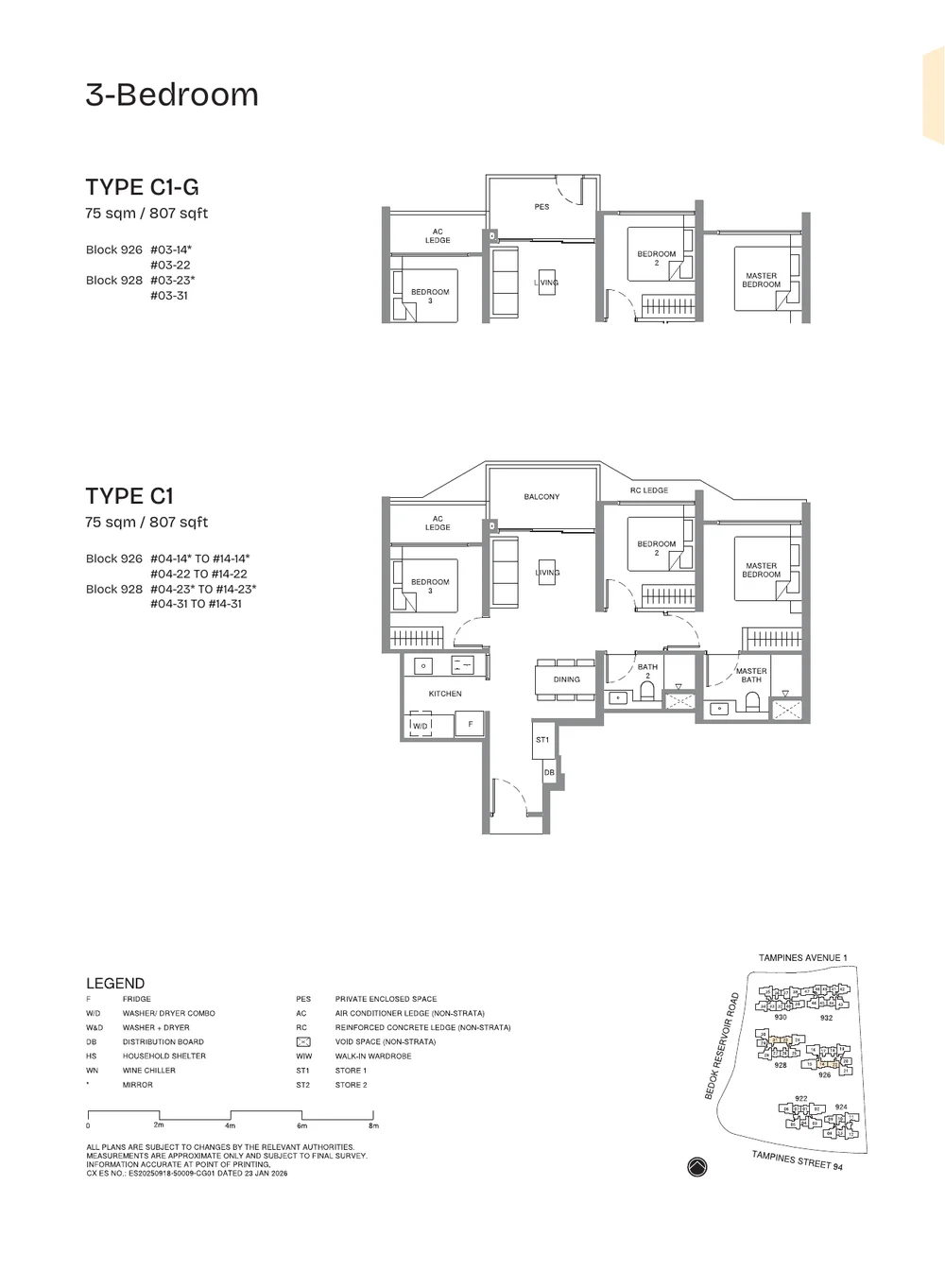Pinery Residences Type C1 3-Bedroom floor plan