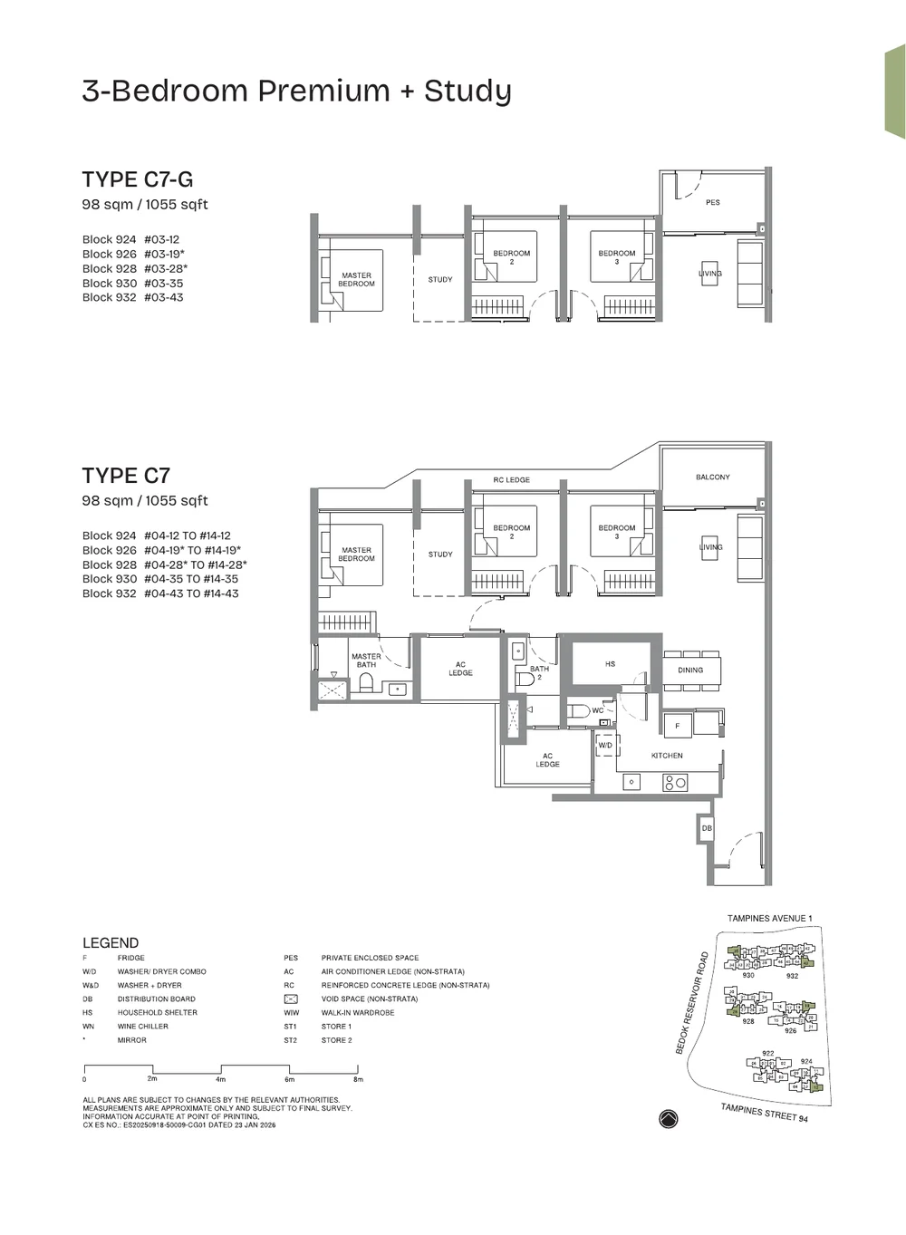 Pinery Residences Type C7 3-Bedroom Premium plus Study floor plan