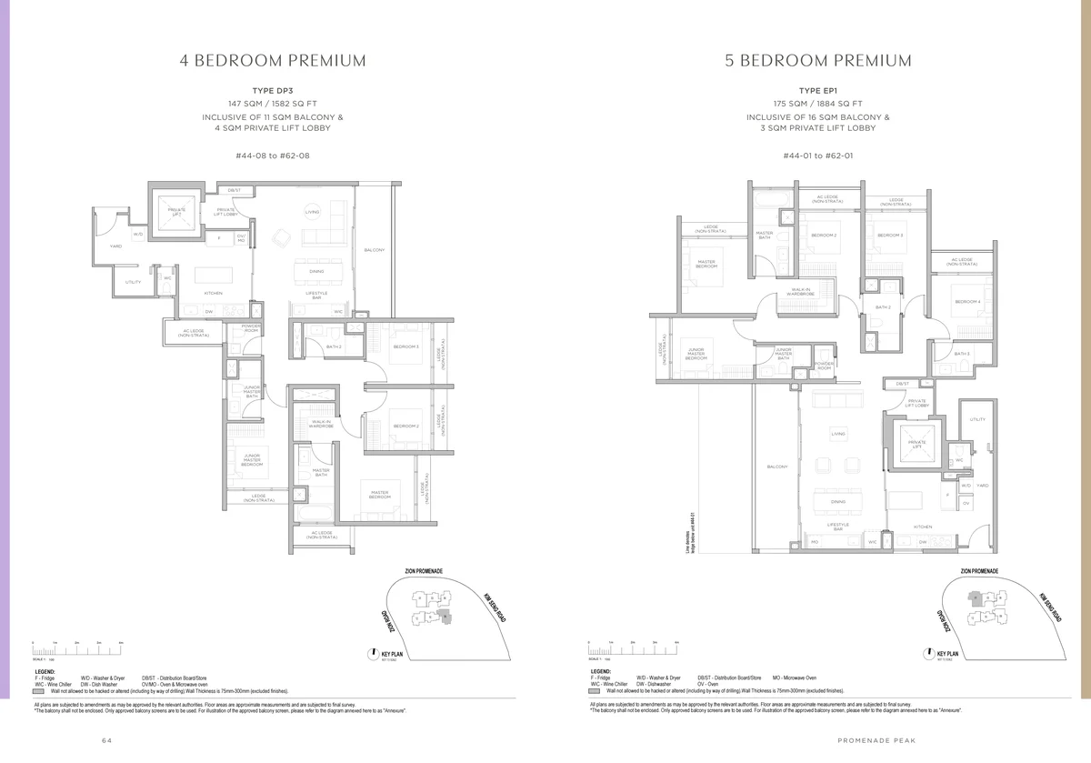 Promenade Peak 5-Bedroom Premium Type EP1 floor plan 1884 sqft with private lift