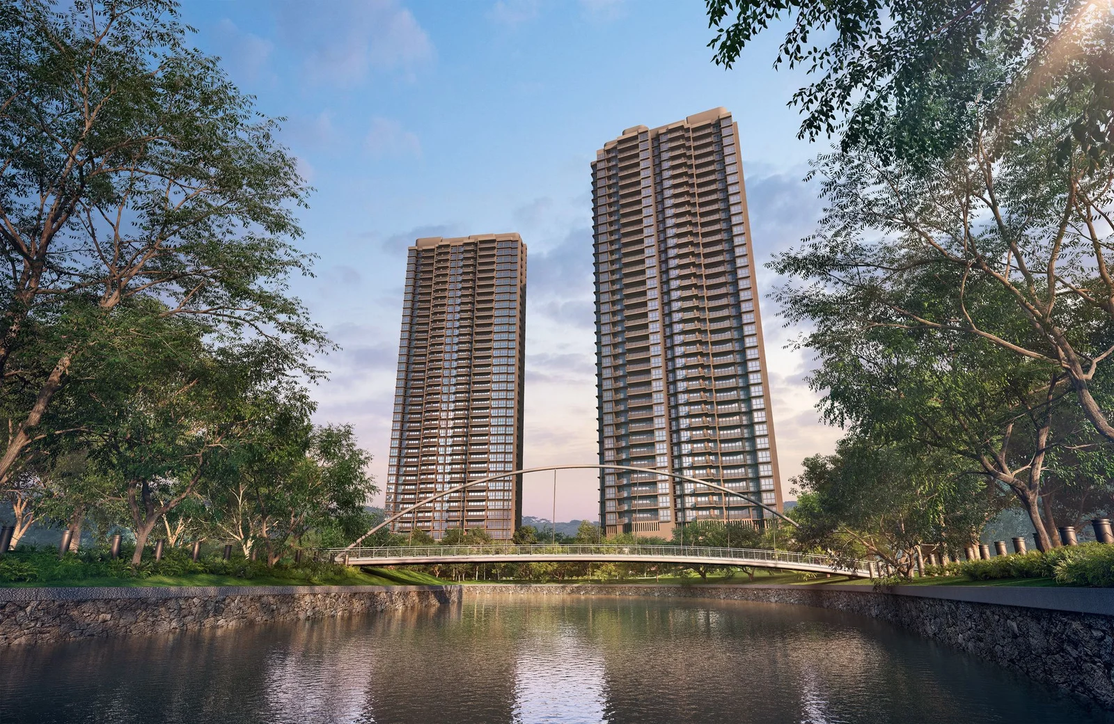 Artist’s impression of the Grand Lawn and botanical landscaping at River Modern