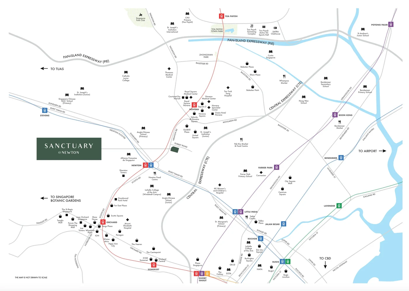 Sanctuary@Newton Location Map in District 11 showing Newton, Novena, and Orchard Road