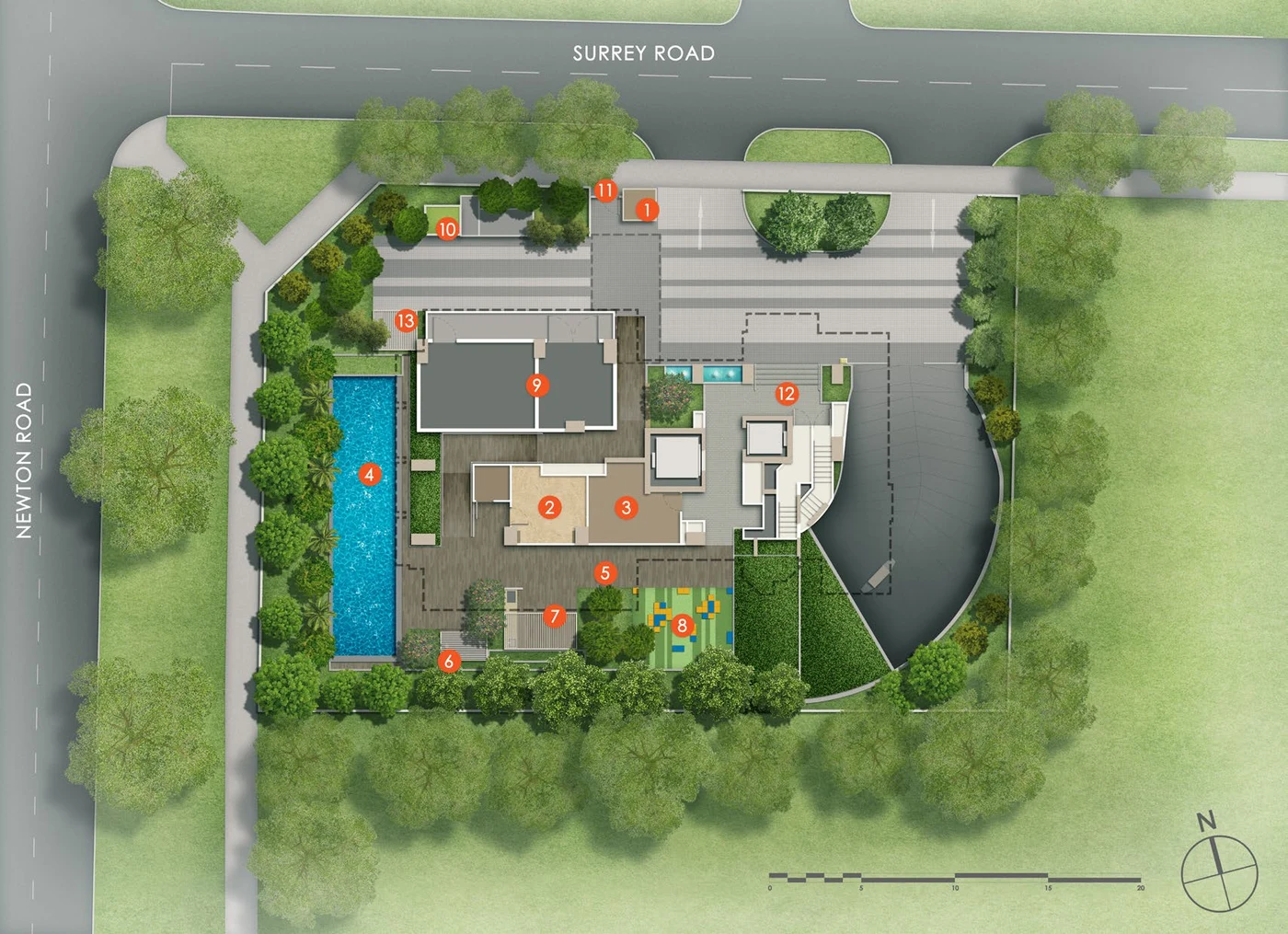 Sanctuary@Newton Master Site Plan for Level 1, Level 6, and Level 15