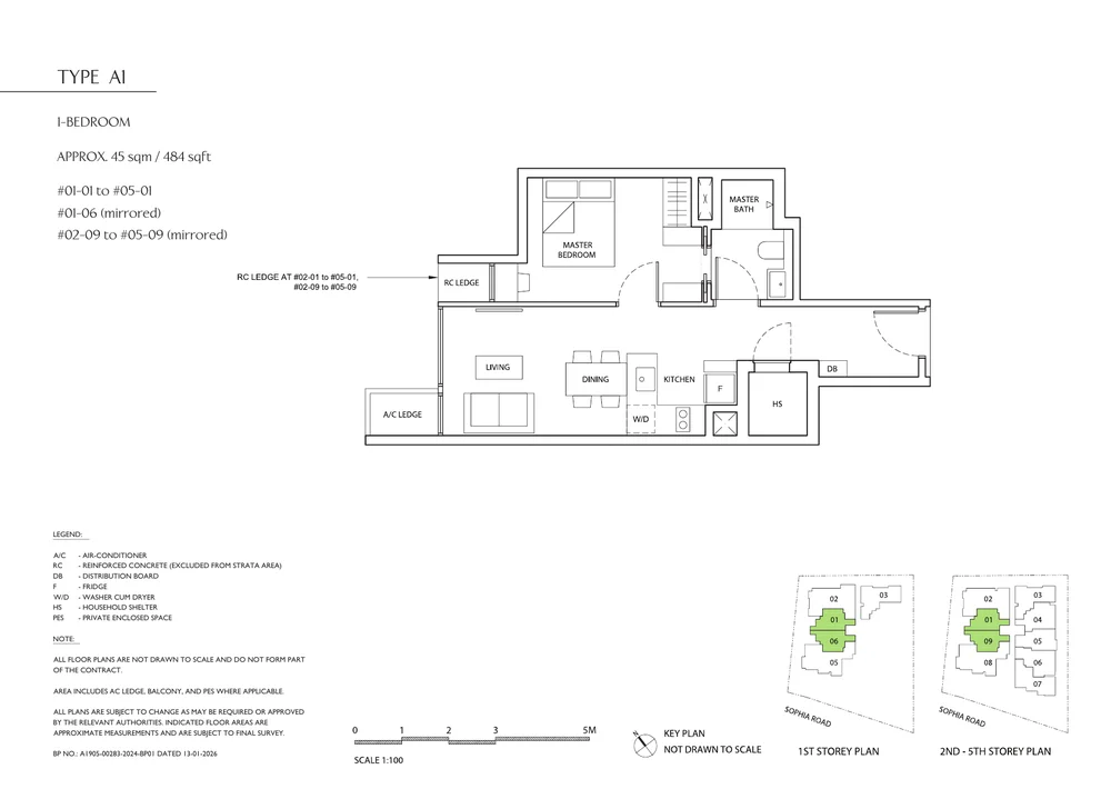 Sophia Meadows Type A1 1-Bedroom official floor plan