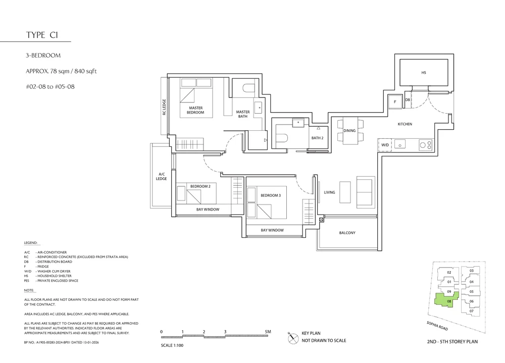 Sophia Meadows Type C1 3-Bedroom official floor plan
