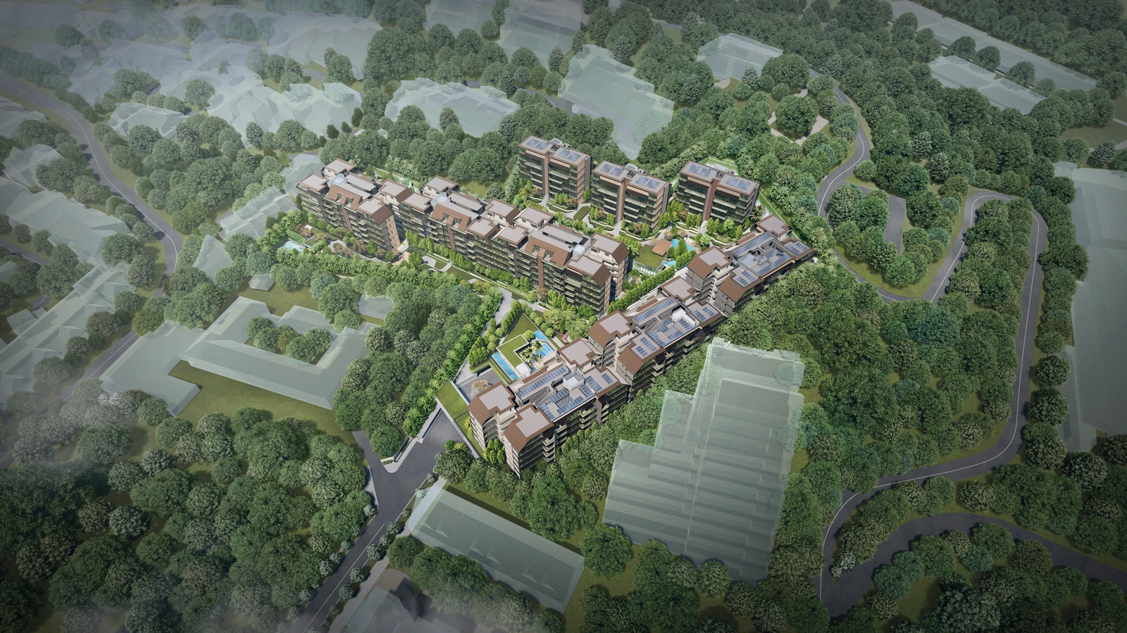 Architectural rendering of Terra Hill hillside freehold residences at Pasir Panjang