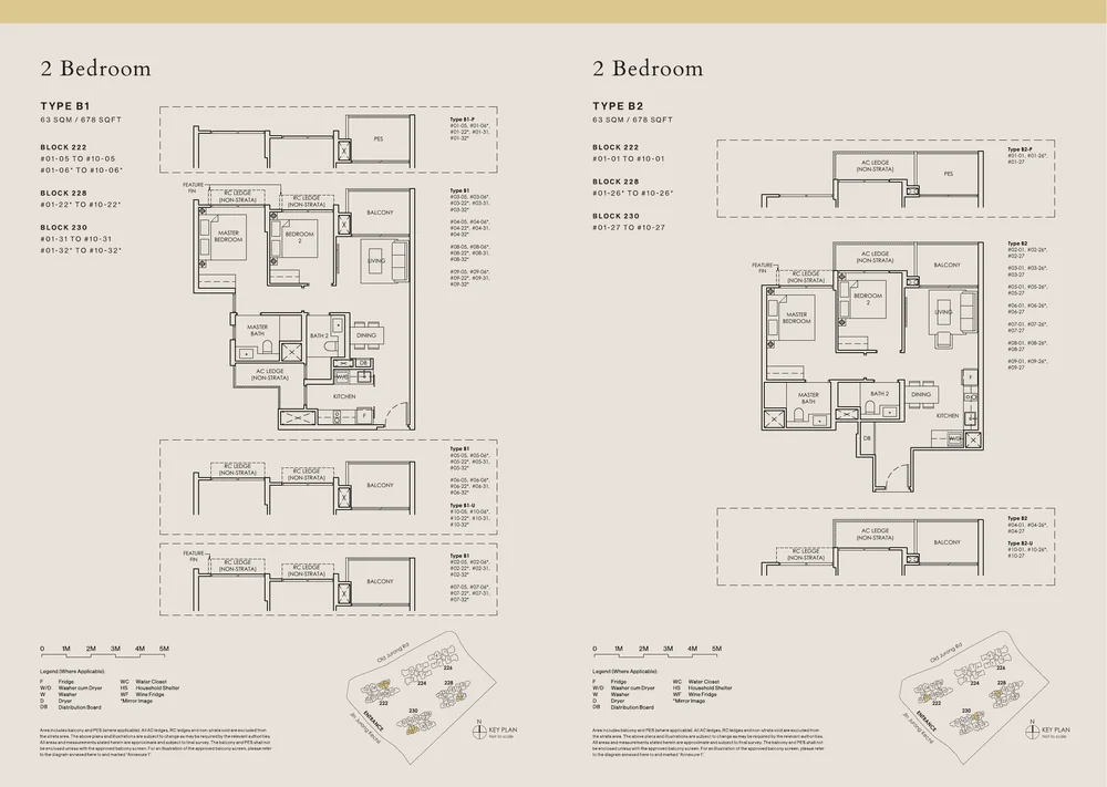 The Sen Type B1 and B2 2-Bedroom floor plan layout