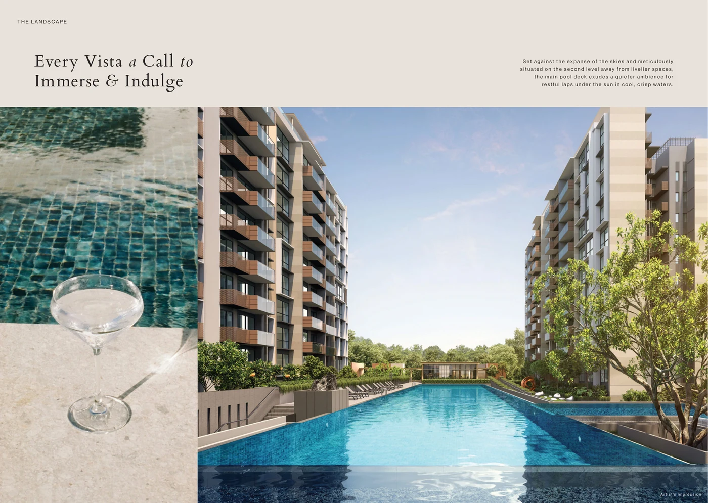 The Sen second-level 50m lap pool and podium residential towers