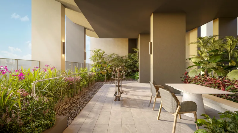 Artist’s impression of the Grand Arrival Court at The Serra Residences