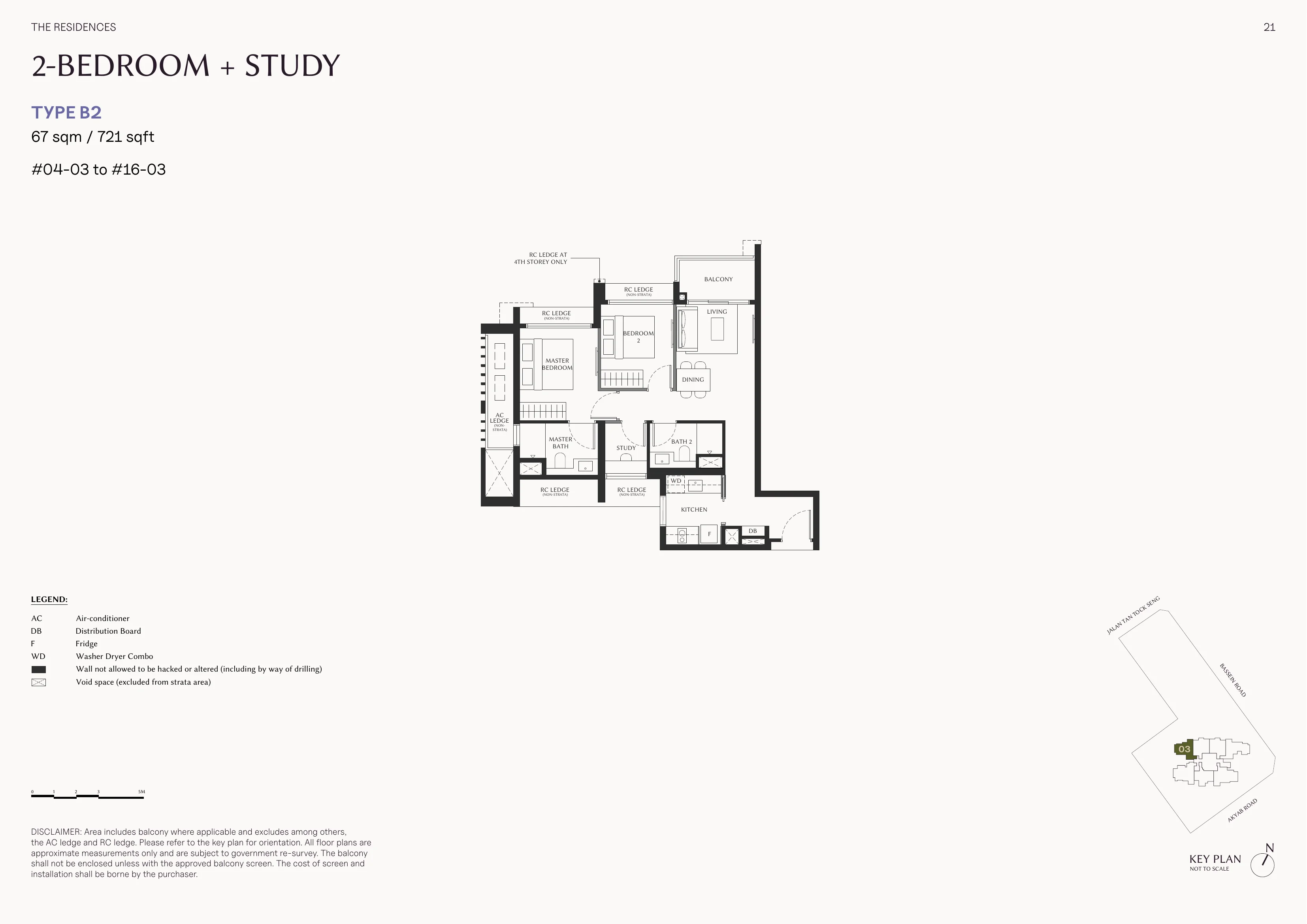 The Serra Residences 3-Bedroom Type C1 floor plan 764 sqft