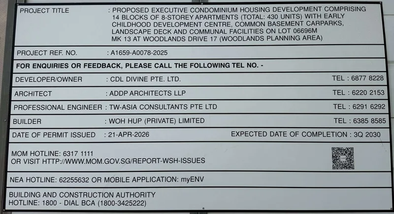 Wynwood Grand official construction hoarding signboard on Woodlands Drive 17